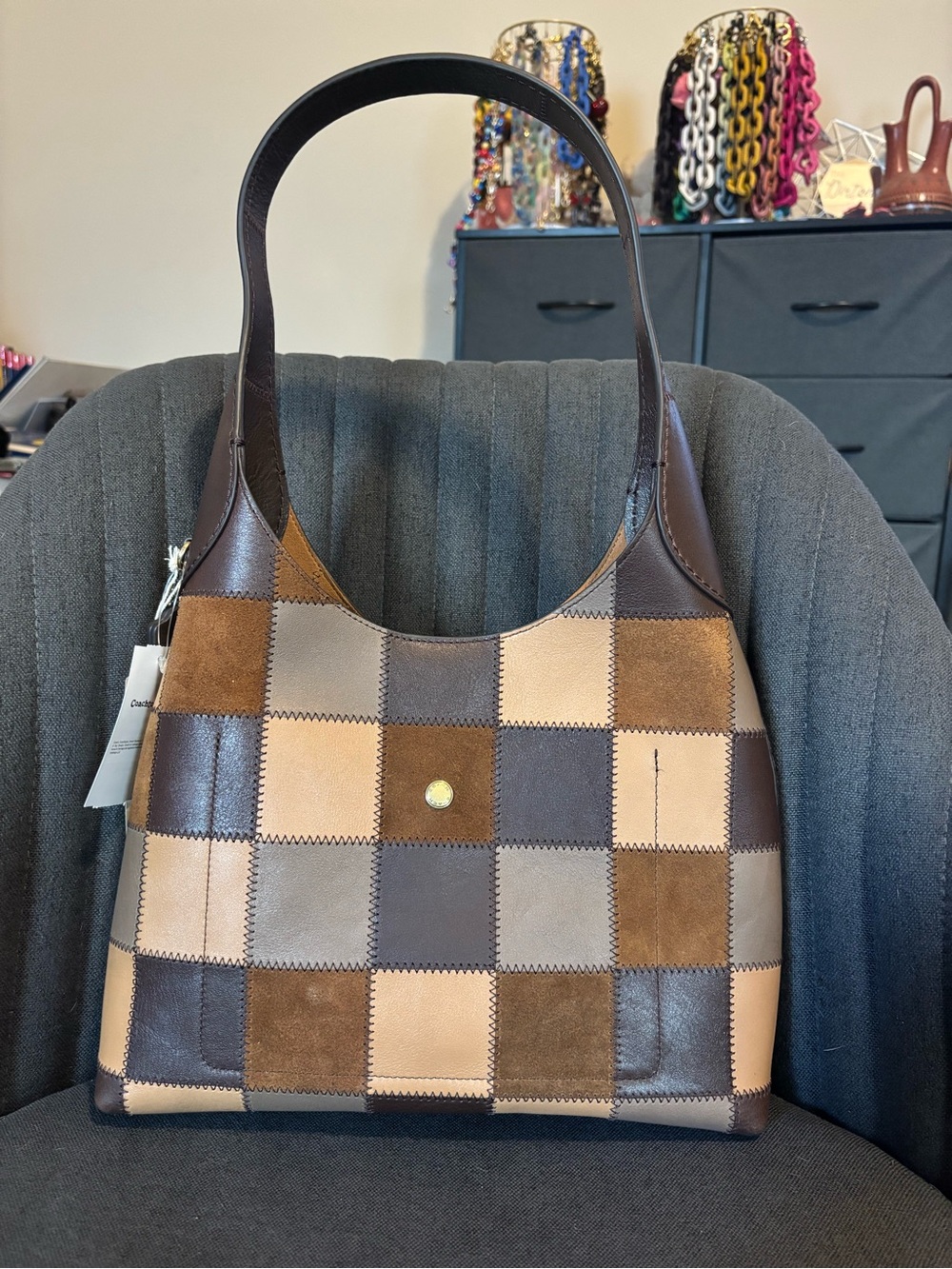 Coachtopia Alter/Ego Brooklyn Shoulder Bag 28 in Maple/Stone Multi 🤎 - Picture 2 of 9